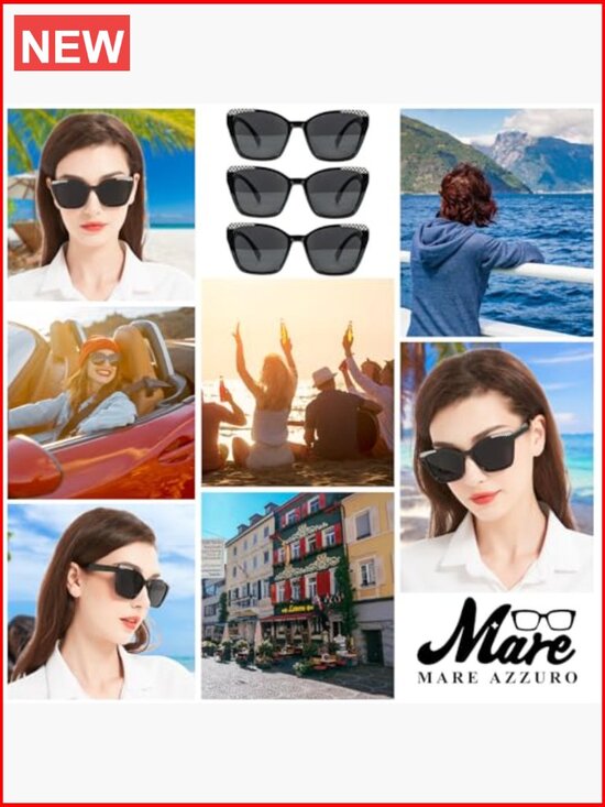 UV400 Protection Oversized Sunglasses Set 3 Pack Retro Vintage Square Shades main image 6